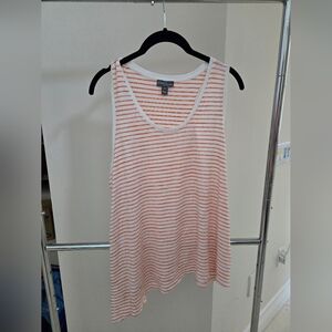 Market & Spruce Assymetric White and Orange Striped Tank Top